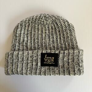 Love Your Melon Beanie Hat Cream/Black Speckled One Size Winter Cabin Core